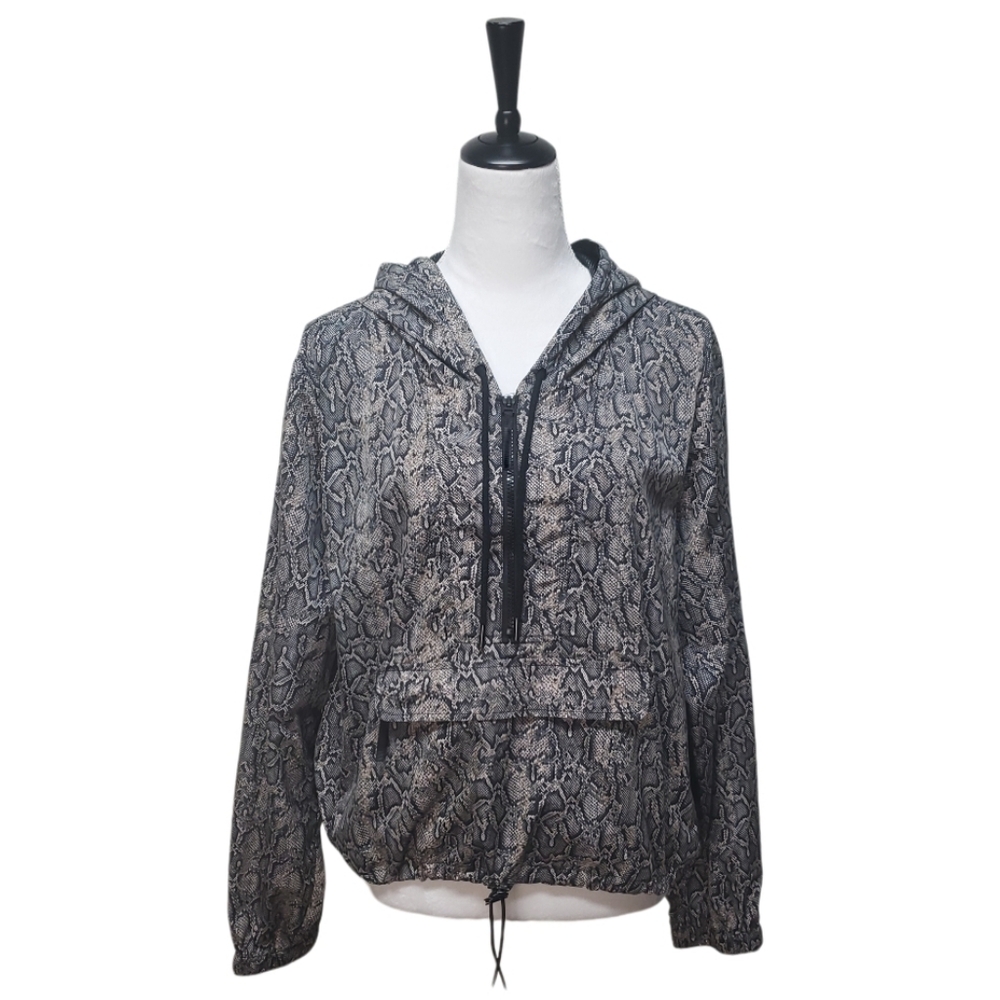Good American Boa Print Light Half Zip Anorak Hood Wind Breaker Jacket Size 5